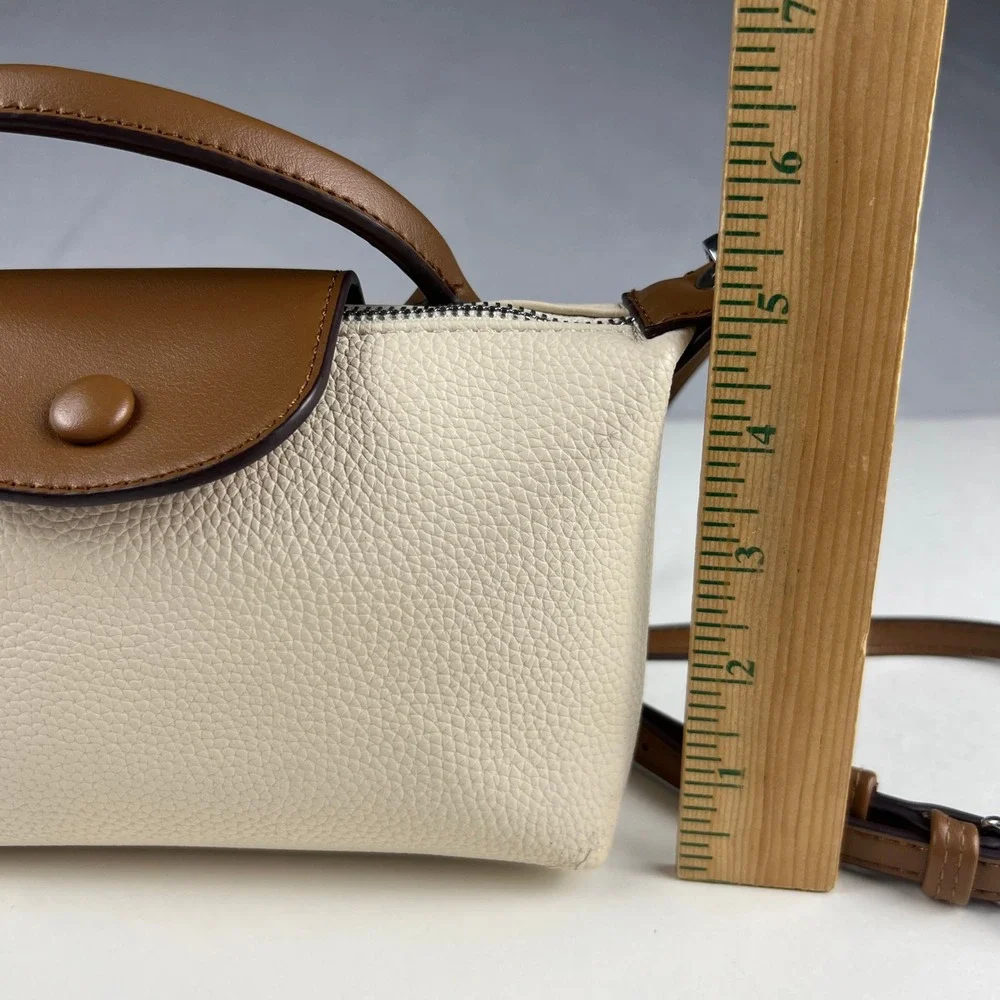 Crossbody Handbag Womens Small Cream Brown Pebbled Faux Leather Satchel VesaNa